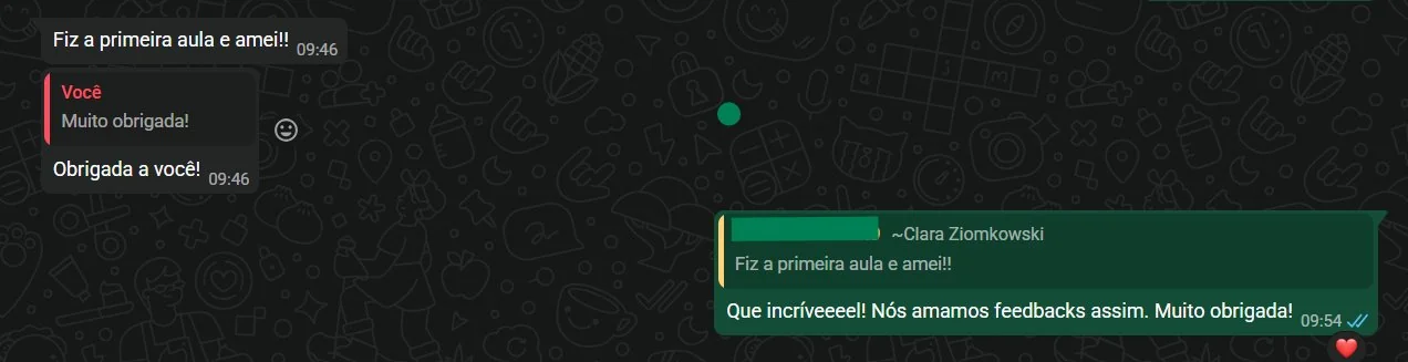 Clara: fiz a primeira aula e amei